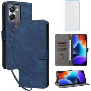 for Blackview Oscal Modern 8 / Blackview Color 8 Wallet Phone Case with Screen Protector [RFID Blocking] Kickstand Women Cell Phone Case for Oscal Modern8 Black View Blackview Color8 Blue