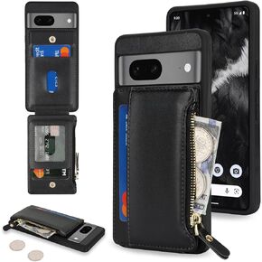 Cavor for Google Pixel 8 Pro Case Wallet,Pixel 8 Pro Wallet Case for Women Men,Phone Case for Pixel 8 Pro Case with Card Holder,Leather Zipper Pocket Card Slots Case-Blue