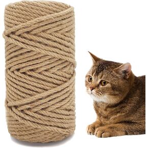164FT/50M Sisal Rope for Cat Scratcher,Cat Rope for Cat Scratch Post,6mm Thick Natural Jute Rope for Cat Scratching Posts,Cat Tree Tower with Scratch Post Repairing and DIY