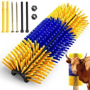 CONLI Livestock Scratching Brush with 4 Screws, Horse Brush with Plastic Bristles for Grooming, Cow Scratcher Goat Scratching Post Relieves Itchy Backs of Horse Sheep Cattle Pig (Green)