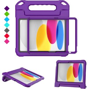 MAISON iPad 10th Generation 10.9 inch 2022 Case for Kids - Shockproof Protective Handle Bumper Stand Cover with Built-in Screen Protector Case for Toddlers Girls (Purple)