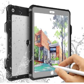 AICase 10.2 iPad 9th/ 8th/ 7th Generation 2021/2020/ 2019 IP68 Waterproof Case with Lanyard Built-in Screen Protector Rugged Waterproof Shockproof Case for Apple ipad 10.2 iPad 9th, 8th &7th Gen