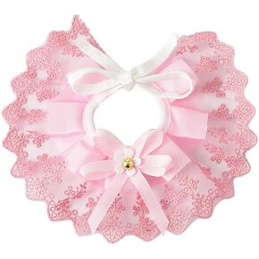 Dog Cat Collars, Flower Bow Lace Pet Bib Saliva Towel Round Neck Scarf Sweet Lace Bib for Pet Birthday Dress up Accessories( M)