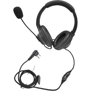2 Way Radio Headphones with Mic Ham Radio Intercom Ptt Headset Boom Microphone Headband Earpiece Earmuffs for Motorola 2pin Walkie Talkies(Binaural)