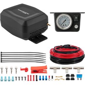 maXpeedingrods On Board Air Compressor System Universal Air Spring Compressor Kit with Gauge Air Line T Fittings for Trucks Vans