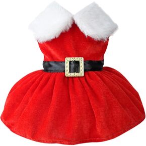 Christmas Dog Dress, Santa Claus Dog Costume Xmas Puppy Velvet Skirt, Dog Clothes for Small Medium Dogs Cats Girl, Christmas Party Pet Outfit Red Dresses Winter Coat Clothing Holiday Apparel (X-Large)