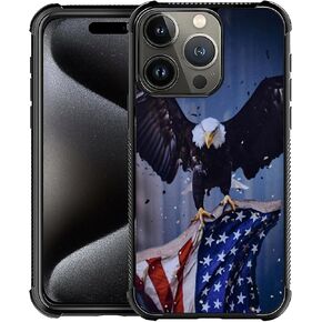 DJSOK Case Compatible with iPhone 16 Pro,Wood Grain American Flag Buck Hunter Deer Pattern Design,Case for iPhone 16 Pro Cases,Design Pattern Back Bumper Anti Scratch Reinforced Corners Soft TPU Case