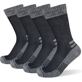 Men's Crew Work Boot Socks Thick Cushioned Moisture Wicking Hiking Socks 4 Pairs