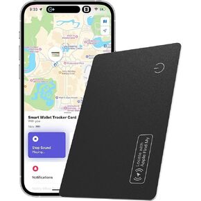 Wallet Tracker Smart Card – Rechargeable GPS Lost Item Finder Works with Apple iOS - Find My for Tracking Luggage Tag Passport Phone Laptop - Ultra-Slim with Rechargeable Lithium Battery - 180-Day Use