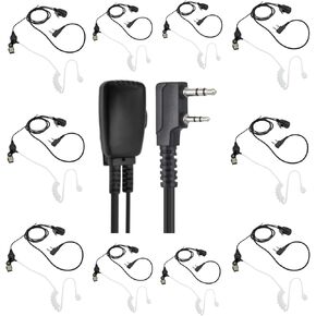 10Pack Multi-Bulk 2-Way Radio Earpiece with Mic 2 Wire Acoustic Headset for Baofeng Arcshell Retevis Samcom Kenwood Walkie Talkie uv-5r rt 21 22 68 h-777s bf-888s bf-f8hp ar-5