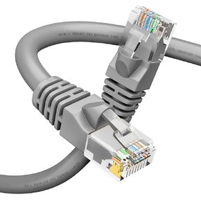 GearIT Cat 6 Ethernet Patch Cable (1 Foot, Gray) Network Cable for TV, Modem, PC Gaming, 10Gbps, Gold-Plated Connectors, Snagless, Cat6, RJ45, Internet Cable, 1ft