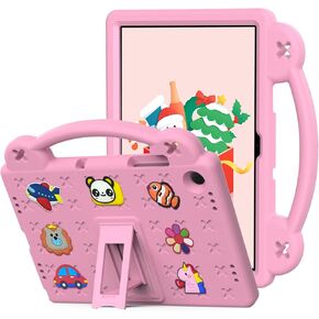 Kids Case for Galaxy Tab A9 Plus, Children Friendly DIY Cartoon EVA Foam Protective Handle Stand Cover for Samsung Galaxy Tab A9+ / A9 Plus (SM-X210/X216/X218) 10.9 Inch 2023 Tablet - Pink