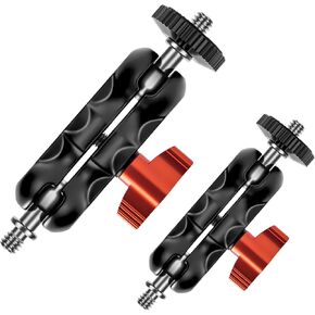 Mini Magic Arm with Double Ball Head and 1/4’’ Screw - Compatible with Super Clamp, Camera Cage, Monitor and Microphone - Max Load up to 4.4lb/2kg - 2 Pieces