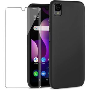 for TCL 30Z Case with Tempered Glass Screen Protector Slim Full-Body Silicone Bumpers Anti-Scratch Shockproof Protective phone Case Cover for Alcatel TCL 30Z 30 Z 4G LTE T602DL(black)