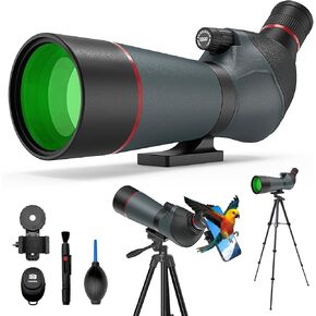 Gosky 20-60x65 Spotting Scope with Full Size Tripod, Phone Adapter, Controller and Cleaning Kit, Spotting Scopes for Bird Watching, Wildlife Viewing