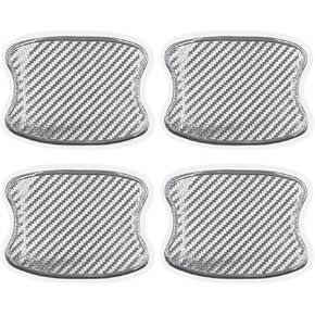 4PCS Car Door Handle Cup Scratch Protectors, TPU Carbon Fiber Door Bowl 3D Traceless Sticker, Car Door Handle Paint Cover Guard Pad, Universal Door Handle Protective Film for Most Cars (Medium)
