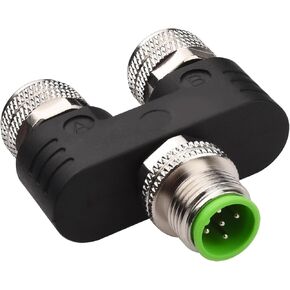 M12 5 Pin Aviation Wire Connector Male to Female Y Connector,Lonlonty 12mm Industrial Circular Connector, Outdoor Waterproof IP67