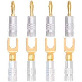16PCS Banana Speaker Pin Plug Audio Cable Connector Kit Adapter for Wall Plate, Home Theater,Video Receiver,Amplifiers
