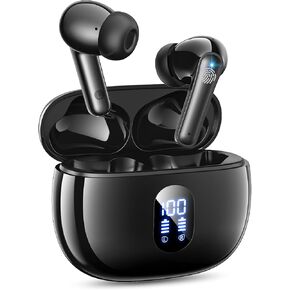 Wireless Earbuds, Bluetooth Ear Buds with Big Bass Stereo Sound, 48 Hours Playtime, Lightweight in-Ear Fit Earphones, IPX7, Hands-Free Calls with AI for iPhone, Android, Pad, Sports, Workout Blue