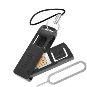 BUDI Sim Card Tray Pin Eject Removal Tool إبرة فتاحة القاذف مع صندوق تخزين بطاقة SIM / TF صغير