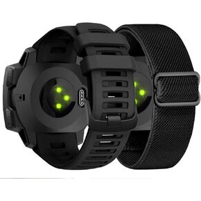 2 Pack Watch Bands Compatible with Garmin Instinct/Instinct 2 Solar, 22mm Silicone Sport band & Elastic Stretchy Nylon Bands Wristband for Garmin Instinct Tactical/Solar/Tide/Esports