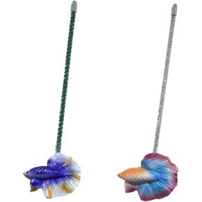 Interactive Betta Fish Flare Stick Toy for Betta Tanks - Simulated Betta Training Teasing Toy for Betta Color Grow and Good Behavior (A)