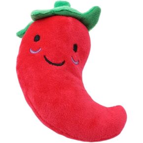 Plush Chilli Toy Fruits and Vegetables Dog Squeaky Toys Plush Chili Eggplant Corn Puppy Dog Toys for Small Dogs,Chili,Size 1 Nice and Practical Squeak Toys Pet Supplies