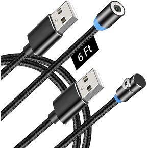 Magnetic Charging Cable (Not Including Magnetic Connector) [ 2-Pack, 6ft ], Terasako 3-in-1 Nylon Braided Cord, Compatible with Mirco USB, Type C and iProduct Device