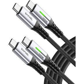 USB C to USB C Cable, [2-Pack 6.6ft] 100W PD 5A Fast Charging Type C to Type C Cable, Nylon Braided USB-C Cord Phone Charger for Samsung S22 S21 Note 20 iPad Pro MacBook Tablets LG Google etc.