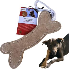 BlazingPaws® Natural Leather Dog Chew Toy, 8 Inch, Premium Leather Bone in No-Dye Finish with Veg-Tanned Thick Leather Core, and No Synthetic Fillings, for Small to Medium Dogs and Puppies