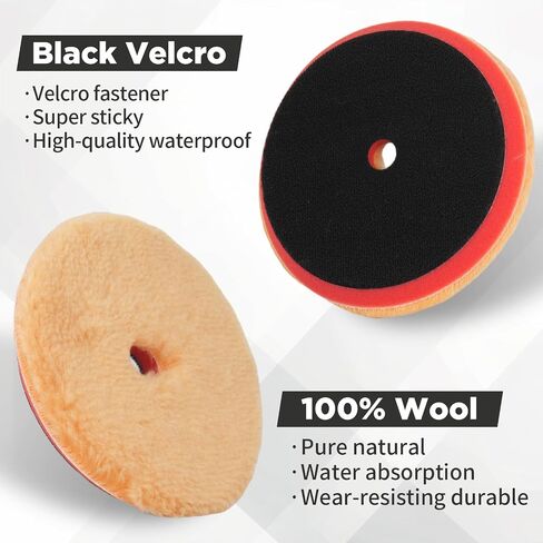 Autolock Wool Polishing Pads, 2pcs 5"(125mm) All Natural Premium 100% Wool Buffing Pad, Wool Cutting Pad with Hook and Loop for Heavy Cut for Car Polisher Car Polishing and Buffing（Purple） in Saudi Arabia