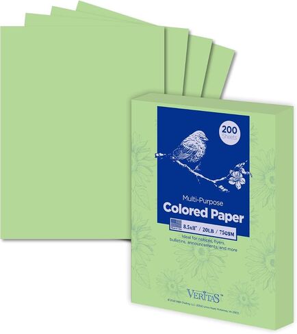 Veritas Colored Copy Paper, Multi-Purpose paper, Colored Printer Paper 8.5" x 11", 20 lb / 75 GSM,Salmon,200 Sheets (1 Reams)，Made in USA in Kuwait