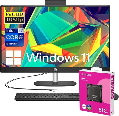 كمبيوتر HP الأحدث 27 الكل في واحد، شاشة 27 بوصة FHD، Intel Core i7-1355U، ذاكرة وصول عشوائي 64 جيجابايت، 4 تيرابايت PCIe SSD، كاميرا تعمل بالأشعة تحت الحمراء، لوحة مفاتيح وماوس سلكي، HDMI، RJ-45، Wi-Fi 6، بلوتوث، Windows 11 Home ، أسود in Saudi Arabia
