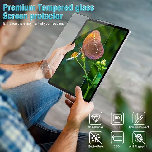 [2+2 Pack] Tempered Glass Screen Protector for iPad Pro 12.9 Inch (2022/2021/2020) with Camera Lens Protector,Anti-Scratch/Anti-Fingerprint/HD Cear/ 9H Hardness for Face ID＆Apple Pencil in Saudi Arabia