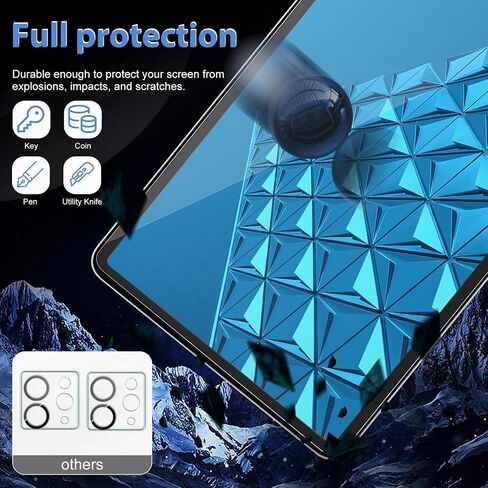 [2+2 Pack] Tempered Glass Screen Protector for iPad Pro 12.9 Inch (2022/2021/2020) with Camera Lens Protector,Anti-Scratch/Anti-Fingerprint/HD Cear/ 9H Hardness for Face ID＆Apple Pencil in Saudi Arabia