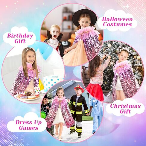 Meland Princess Dress Up for Girls 3-8, 11Pcs Mermaid Cape with Crown, Dress Up Clothes Birthday Gift Toys for Girls Toddlers in Saudi Arabia