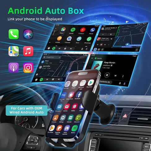Wireless Carplay Adapter 2024 Upgrade Edition - Wireless Car Charger Android Auto Wireless Adapter for Car - Factory Wired Required - Wireless Control Plug and Play Phone Charger for Car in Saudi Arabia