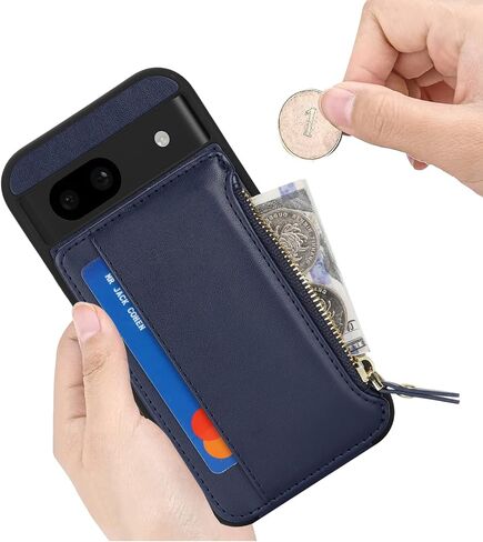 حافظة محفظة Cavor لهاتف Google Pixel 8 Pro، حافظة محفظة Pixel 8 Pro للنساء والرجال، حافظة هاتف لهاتف Pixel 8 Pro مع حامل بطاقة، حافظة جلدية بفتحات للبطاقات بسحاب - أزرق in Kuwait