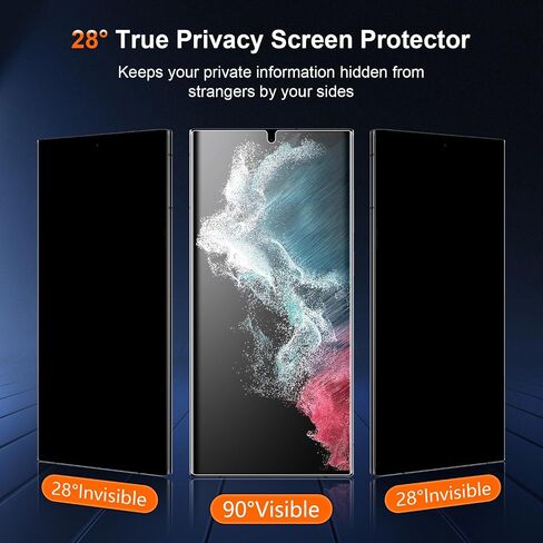 [2 Pack] for Galaxy S22 Ultra Privacy Screen Protector Flexible TPU, Fingerprint Unlock, Scratch Resistant, Easy Installation, Case Friendly, Bubble Free in Saudi Arabia