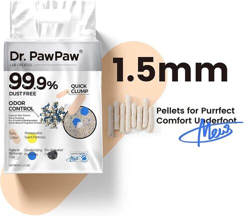 Tofu Cat Litter, Dr. PawPaw Clumping Cat Litter, Natural Tofu Scent 4.5 lb, Dust-Free Keep Kitty Tidy, Superior Odor Control Keep Step Fresh in Saudi Arabia