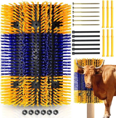 CONLI Livestock Scratching Brush with 4 Screws, Horse Brush with Plastic Bristles for Grooming, Cow Scratcher Goat Scratching Post Relieves Itchy Backs of Horse Sheep Cattle Pig (Green) in Saudi Arabia