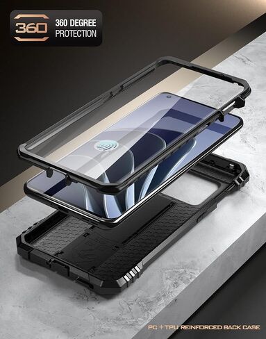 Poetic Revolution Case Compatible with OnePlus 10 Pro 5G, Built-in Screen Protector Work with Fingerprint ID, Full Body Rugged Shockproof Protective Cover Case with Kickstand, Black in Saudi Arabia