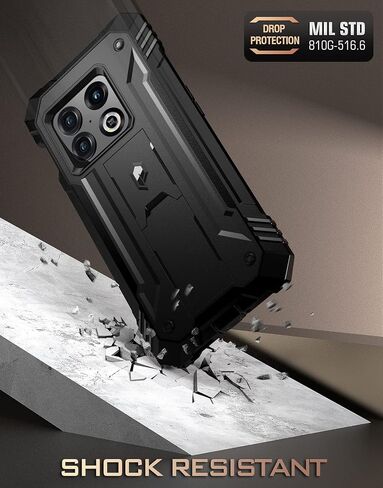 Poetic Revolution Case Compatible with OnePlus 10 Pro 5G, Built-in Screen Protector Work with Fingerprint ID, Full Body Rugged Shockproof Protective Cover Case with Kickstand, Black in Saudi Arabia