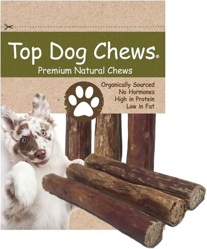 Top Dog Chews - 5"-6" Beef Esophagus Stuffed with Ground Bully Stick- All Natural Dog Treat- 3 Pack in Kuwait