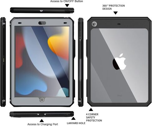 حافظة AICase 10.2 iPad 9th/ 8th/ 7th Generation 2021/2020/ 2019 IP68 مقاومة للماء مع واقي شاشة مدمج بحبل، حافظة متينة مقاومة للماء ومضادة للصدمات لجهاز Apple ipad 10.2 iPad 9th، 8th & 7th Gen in Saudi Arabia