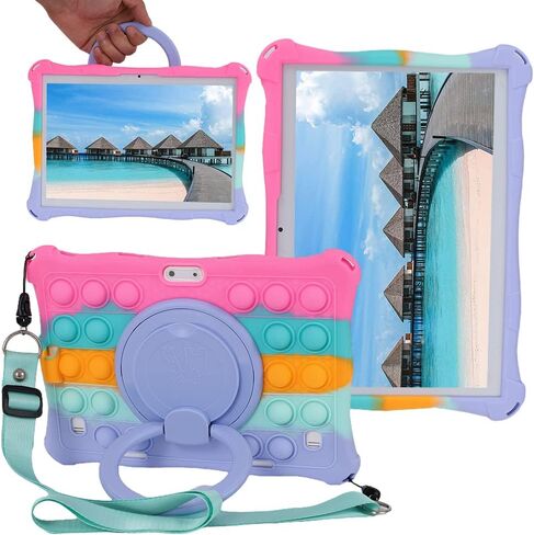 Silicone Case for Dragon Touch Notepad K10, Rotatable case for YELLYOUTH 10 inch, Hoozo Touch 10 inch, WECOOL 10.1 inch, Winsing 10 inch, ZONKO 10 inch Tablet (Colorful Dark Blue) in Kuwait