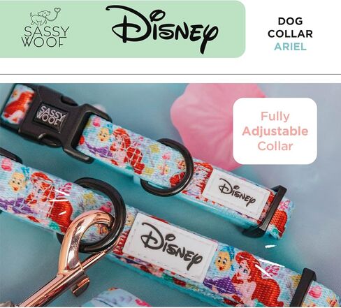 Dog Adjustable Harness - Disney Princess Little Mermaid Ariel - S, Breathable Mesh, No Pull Design with Two D-Rings, Perfect for Small Dogs and Puppies - Officially Licensed in Saudi Arabia