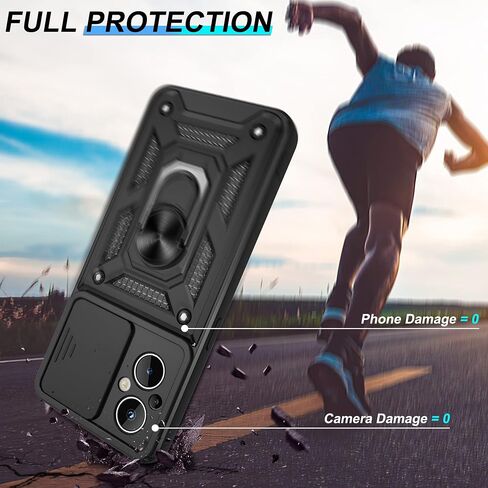 ATUMP for OnePlus Nord N20 5G Case with HD Screen Protector, Heavy Duty Shockproof Protective Case with Metal Kickstand [Military Grade] Protective Case for OnePlus Nord N20 5G, Black in Saudi Arabia