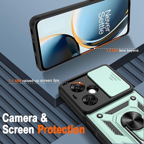 ATUMP for OnePlus Nord N20 5G Case with HD Screen Protector, Heavy Duty Shockproof Protective Case with Metal Kickstand [Military Grade] Protective Case for OnePlus Nord N20 5G, Black in Kuwait