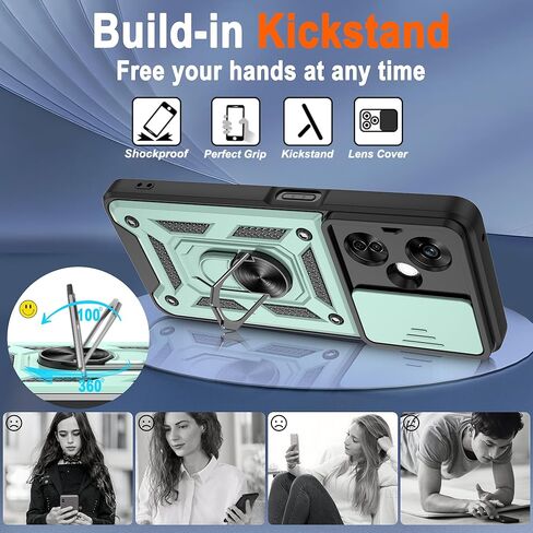 ATUMP for OnePlus Nord N20 5G Case with HD Screen Protector, Heavy Duty Shockproof Protective Case with Metal Kickstand [Military Grade] Protective Case for OnePlus Nord N20 5G, Black in Kuwait